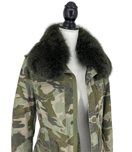 ma*rs MR &  ITALY Camouflage Print Coat with Fox Fur Collar