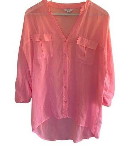 Candie's Candie’s pink sheer button down large blouse