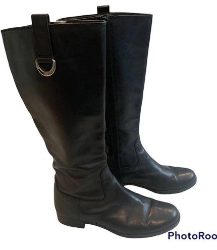 Ralph Lauren Lauren  Sagira II Black Leather Boots