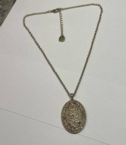 Monet  Costume Necklace Gold Tone / Rhinestone Pendant