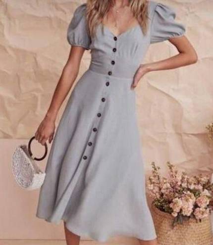 ASTR NWOT  Pippa Linen Blend Puff-Sleeve Midi Dress