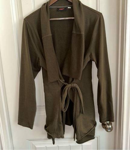 DKNY  active olive green open front, belted cardigan, women, no size tag