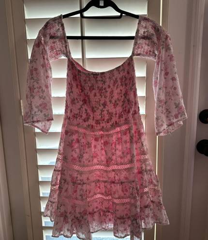 Romantic Floral Pink Dress from Boutique Size L