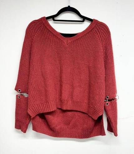 SEEK the Label  Women Red Oversized Distressed Sweater Size Small