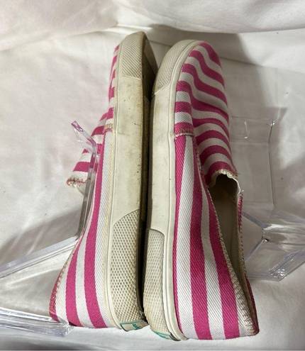 Jack Rogers  Pink & White Canvas Slip onsSize 8-VGUC