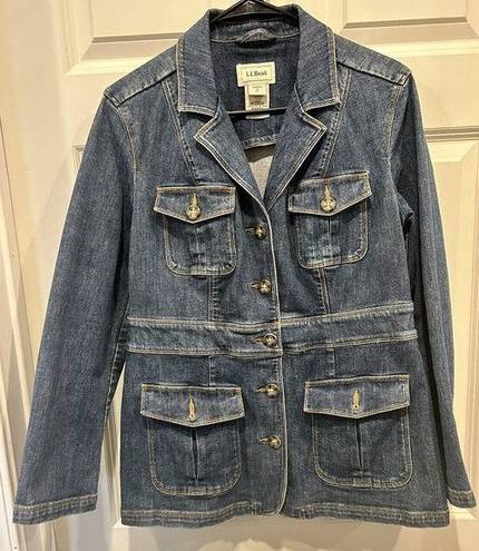 L.L.Bean  Jacket Womens Blue Cotton Denim Jean Chore Barn Jacket Size small VTG