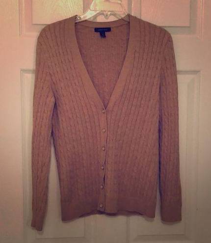 Lands'End  NUDE CABLE KNIT BUTTON DOWN CARDIGAN