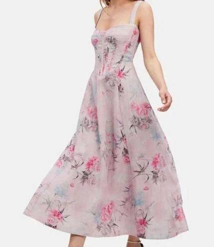 Bardot  Adaline Corset Midi Dress In Garden Floral Size Medium US 6