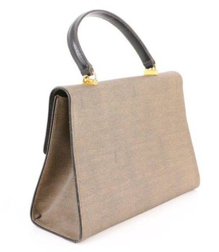 Fendi Authentic Vintage  Oatmeal Coated Canvas Logo Top Handle Handbag