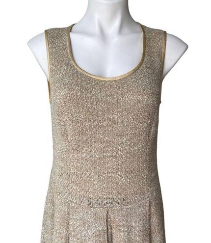 St. John  Collection Sleeveless Textured Knit Dress Ecru, Sz 6 (missing belt)