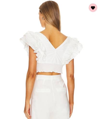 Revolve White Ruffled Crop Hailey Top