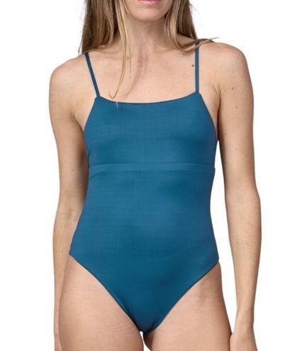 Patagonia  Reversible Sunrise Slider One-Piece Swimsuit Back Tie Wavy Blue M, NWT