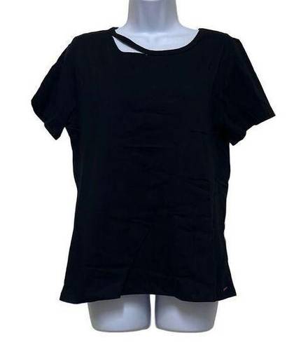 n:philanthropy  Womens L Cypress Slit T Shirt Black Distressed Short Sleeve NWT