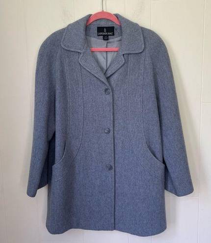 London Fog  Light Blue Wool Blend Winter Over Coat ~ Women’s Size 8