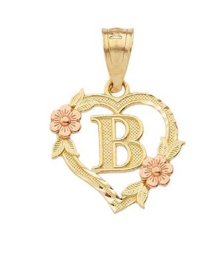 Tehrani Jewelry 14k solid gold Initial B heart Charm | letter B Charm | Birthday gift | Initial Necklace | Mother's Day | Mother's Day gift |