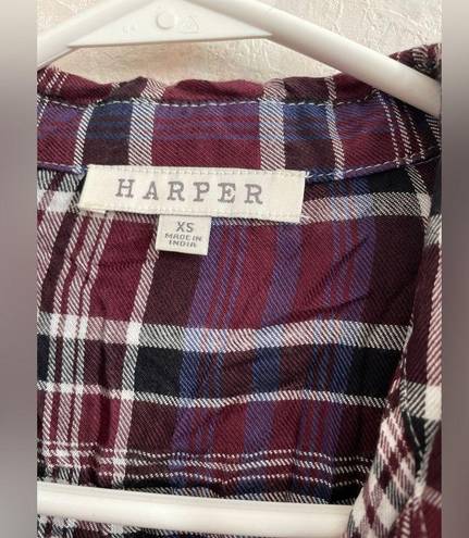 Harper  women's extra small plaid button down top