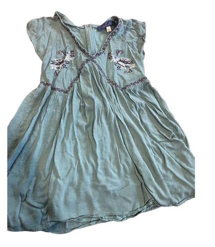 Blue Rain Francesca's  blue teal floral Short Sleeve tunic top dress size small