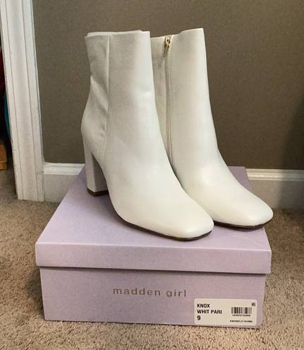 Madden Girl White Ankle Boots