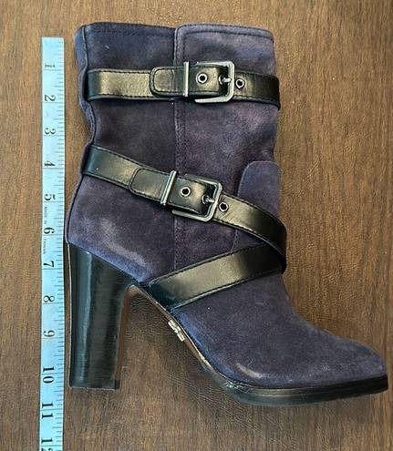 Pour La Victoire  Roslyn Buckle Wrap Blue Suede Boot Size 6.5