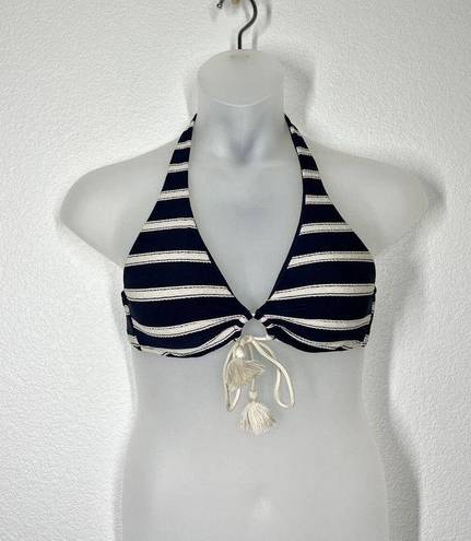 Robin Piccone  Abi Stripe Indigo Halter Bikini Top