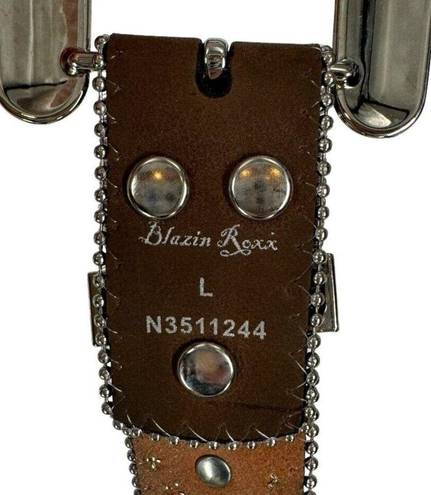 Blazin Roxx  Belt Brown Western Rodeo Bling Rhinestone Big Buckle Womens Large