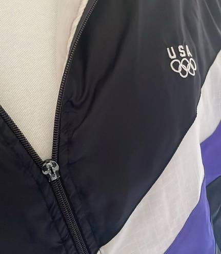 Coolest One of a Kind Nylon USA Olympics Purple Windbreaker Zip Up Jacket Size M