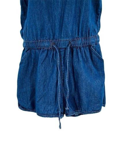 Nordstrom Indigo Rein Blue Jean Denim Chambray Shorts Sleeveless Romper Medium