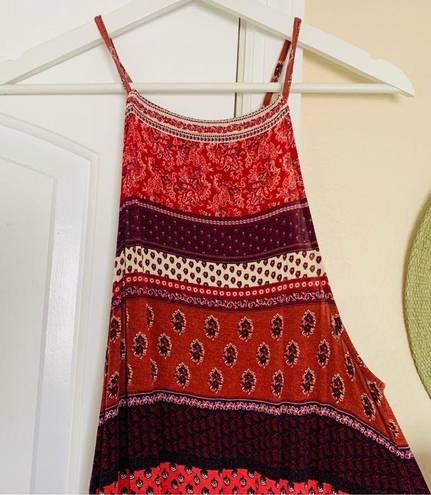 American Eagle Boho Festival Paisley Print Sundress High Neck Maxi Dress; Size M