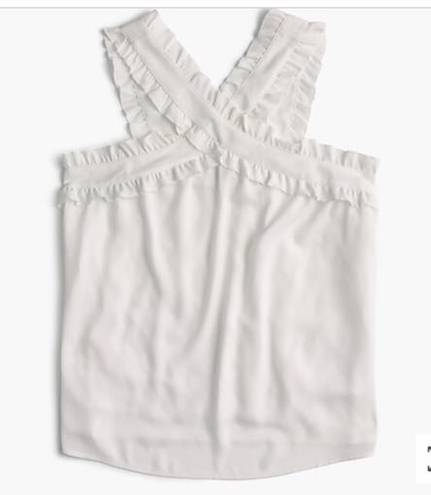 White Silk Front Cross Ruffle Top Size 00