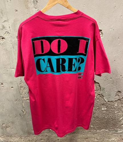 Tultex Vintage 90s Just Like Lucy Peanuts Do I Care? Pink Double Sided Graphic Tee XL