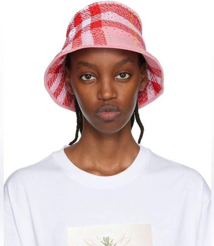 Burberry NEW  Knitted Check Bucket Hat, Pink IP Check, Size L, New with Tag $890