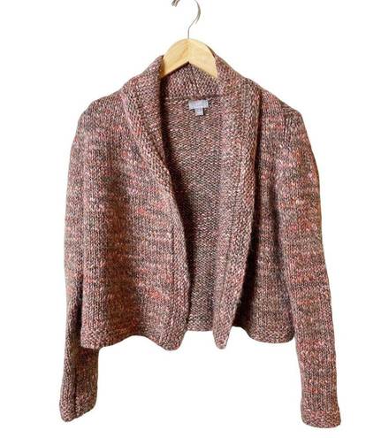 J.Jill  Open Cardigan Sweater Italian Wool Alpaca Soft Brown Pink Marled Small