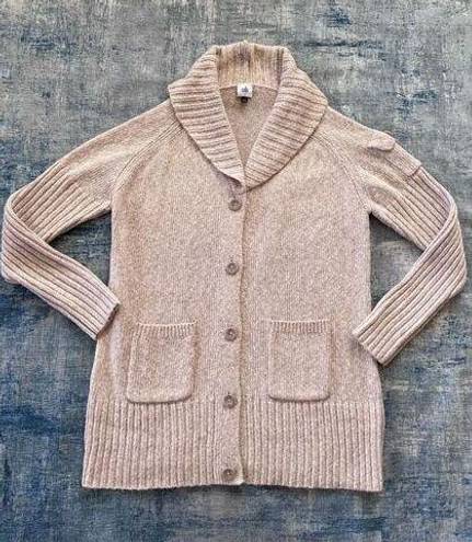 CAbi  Wheat (Beige) Button Front Long Steady Knit Cardigan Large