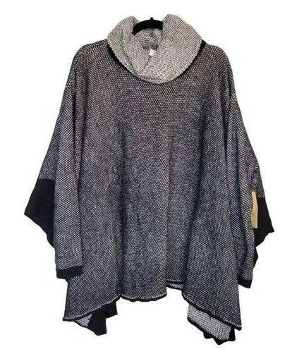 RD Style  Womens Size M Black & White Cowl Neck Poncho With Sleeves NWT