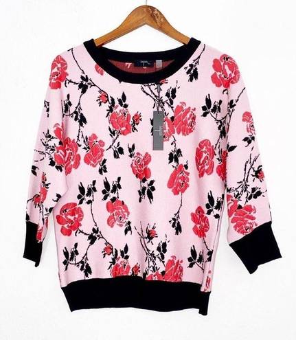 T Tahari NWT  Rose Petal Fashion Pullover Sweater Jumpers Pink Red Floral