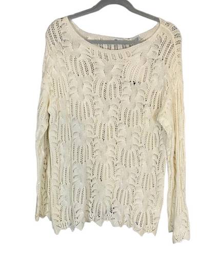 Eight Eight Eight  White Long Sleeve Cotton Knit Sweater Blouse Women Sz XL