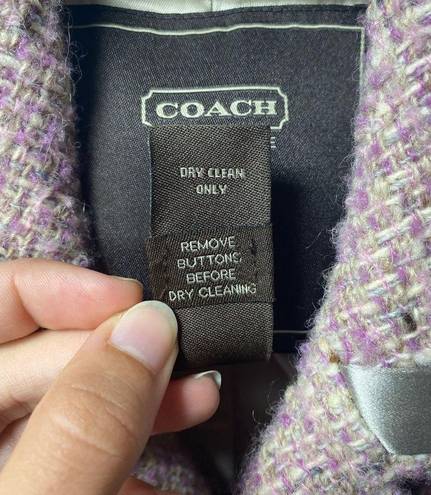 Coach | Wool Blend Tweed Peacoat Satin Detail Pink Beige Sz 4