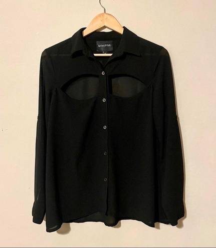 Nordstrom MinkPink Sheer Cut Out Blouse