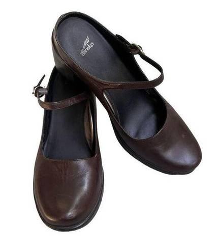 Dansko  Brown Leather Trixie Mary Janes Mules Open Back Heels 39.5