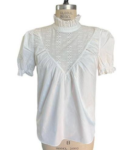 Free The Roses NWT  Short Sleeve White Lace Romantic Blouse Size Small