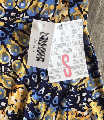 LuLaRoe  Azure Midi Skirt Blue and Yellow Tie Dye