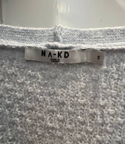 NA-KD Long Sleeve Light Blue Knit Sweater