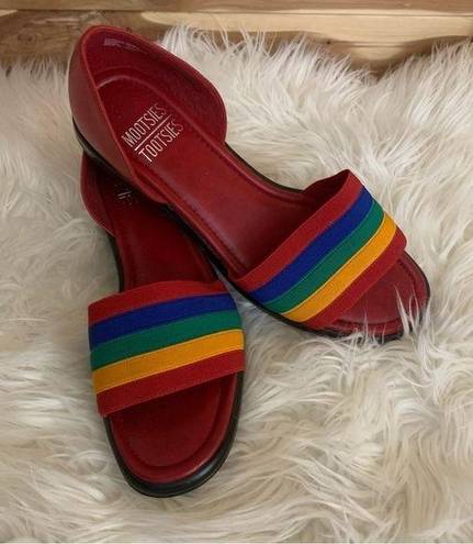 Mootsies Tootsies Vintage 80s Rainbow Leather Open Toe Sandals Pride LBGTQ