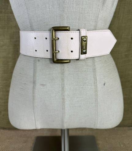 Vintage Light Pastel Pink Wide Leather Belt Size Medium 29 1/2