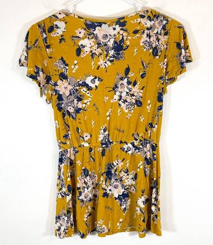 Modcloth  Feeling Fluttery Yellow Floral Top Peplum Size XS