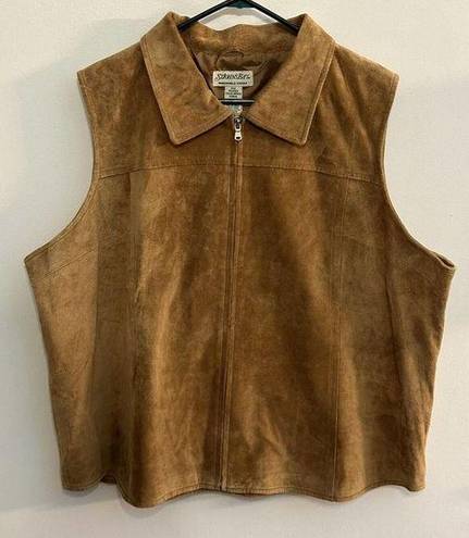 St. John’s Bay ST JOHN'S BAY Women’s Plus 24W Genuine Suede Brown Full Zip Vest Washable VTG