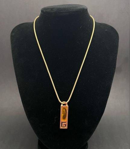 Givenchy Vintage 1977  G Logo Gold Plated Rope Necklace Gold bar design Signed