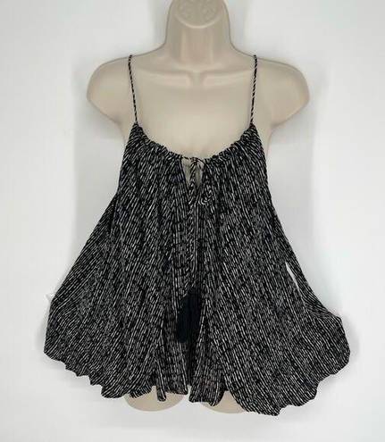 O'Neill O’Neill NWT Women's Jalen Baby Doll Top Sleeveless Size M Drawstring Black White