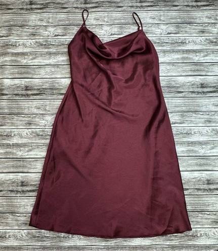 David's Bridal DB Studio Women's Midi Slip Cowl Dress 10 Merlot Burgundy Garnet Red Adjustable