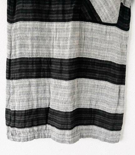 Ace & Jig  Gray Black Striped Linen Blend Mini Shirt Dress